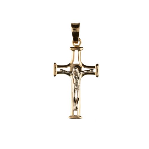 Man&#39;s Cross in Yellow and White Gold GL100050