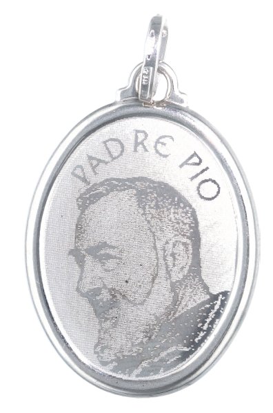 Ciondolo Padre Pio in argento sterling, collana religiosa - Italia