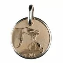 Yellow and White Gold Baptism Medal Pendant GL100068
