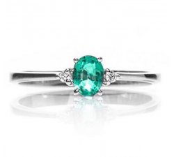 Ring Promesse Jewelery Woman Diamonds Emerald FASM1