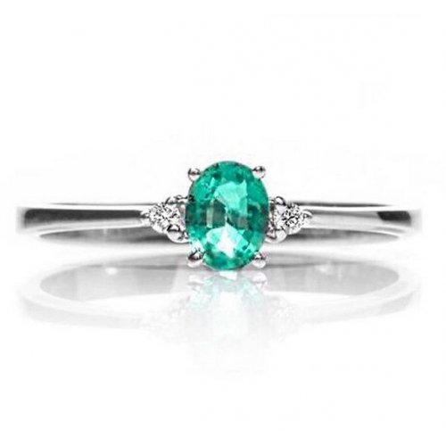 Ring Promesse Jewelery Woman Diamonds Emerald FASM1