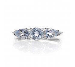 Ring Promesse Damenschmuck Aquamarin Diamanten AFAQ3