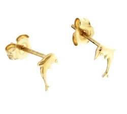 Yellow Gold Dolphin Girl Earrings 803321730753