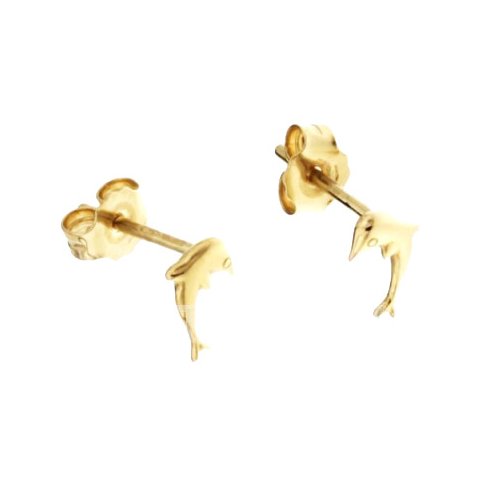 Yellow Gold Dolphin Girl Earrings 803321730753