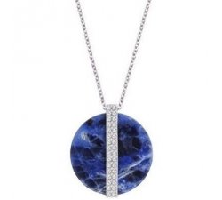 Collana Swarovski Disk Medium Sodalite da Donna con Cristallo Blu Mod. 5155646