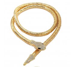 Rigid gold snake-shaped choker necklace