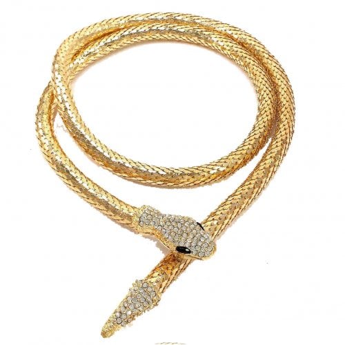 Rigid gold snake-shaped choker necklace