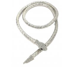 Rigid silver snake-shaped choker necklace