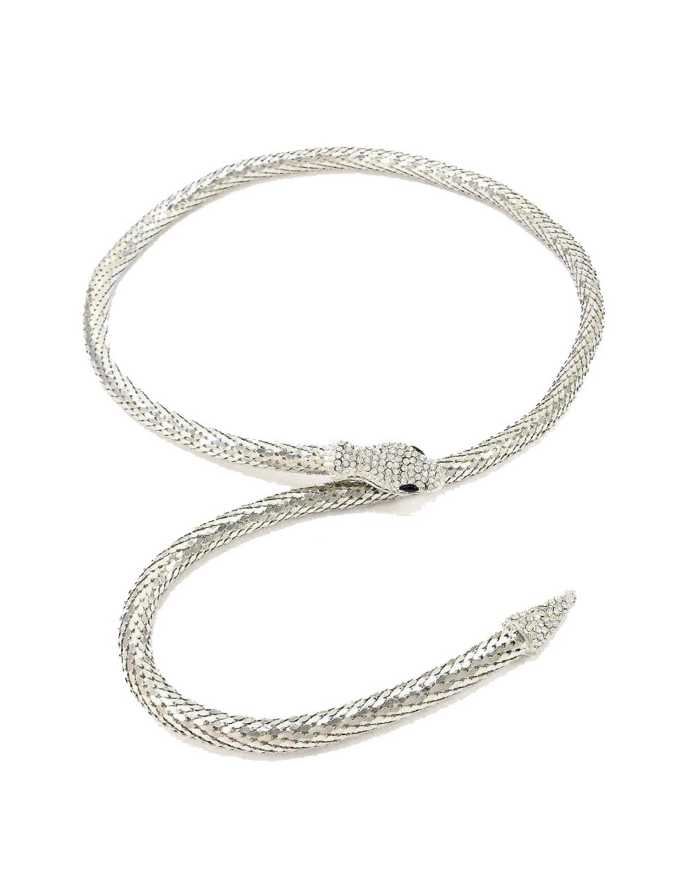 Collana Girocollo A Strati Con Ciondolo Serpente – Lega E Strass, Lunghezza Regolabile, Donna - 2