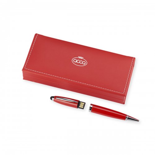 Pen holder box with USB Red Acca Argenti PEN.USB.R