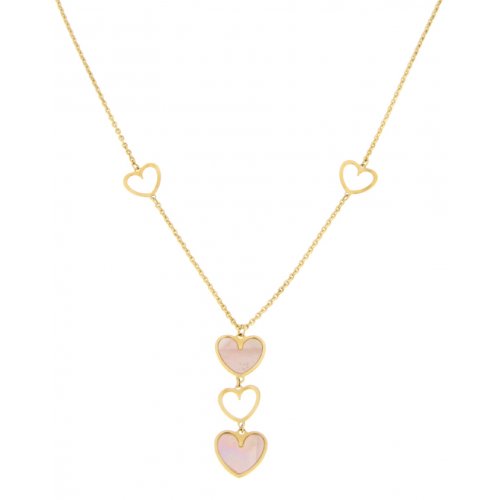 Women&#39;s Yellow Gold Hearts Necklace GL100168