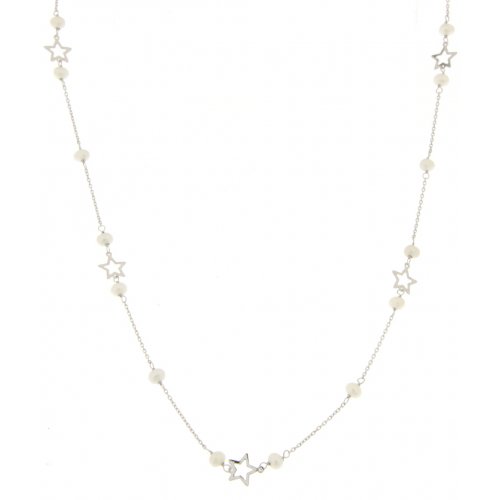 Damen-Halskette aus Weißgold mit Sternen GL100173