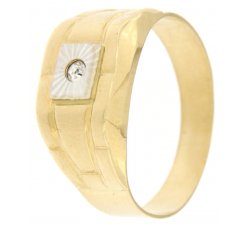 White Yellow Gold Men&#39;s Ring GL100184