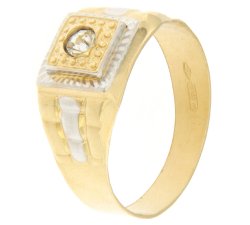 White Yellow Gold Men&#39;s Ring GL100185