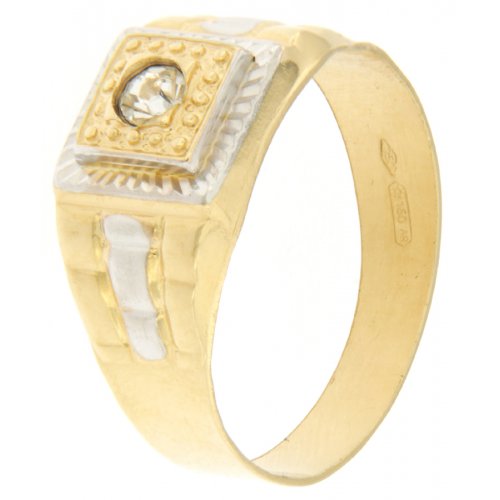 White Yellow Gold Men&#39;s Ring GL100185