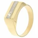 Men's Ring in Yellow and White Gold with White Stone GL100004