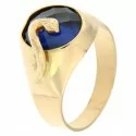 Gelbgold Mann Ring Blauer Schlangenstein 803321715365