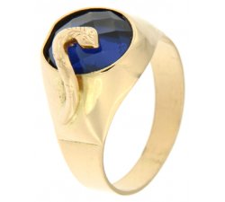 Gelbgold Mann Ring Blauer Schlangenstein 803321715365