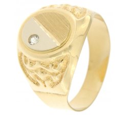 White Yellow Gold Men's Ring GL100198
