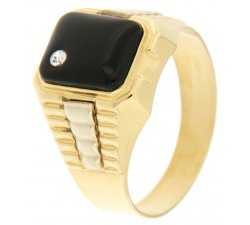 White Yellow Gold Men&#39;s Ring GL100207