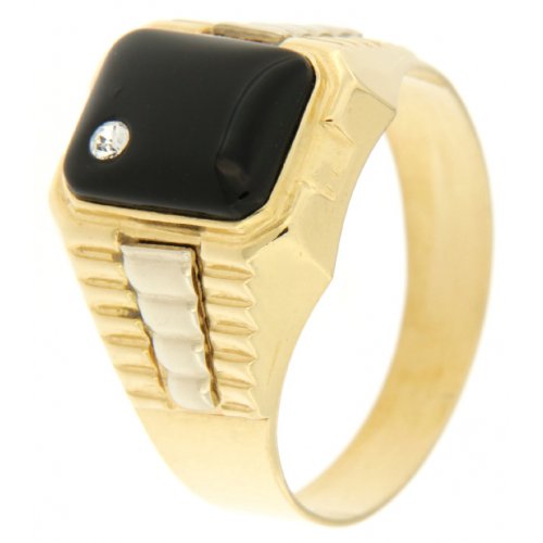 White Yellow Gold Men&#39;s Ring GL100207