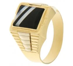 White Yellow Gold Men&#39;s Ring GL100210