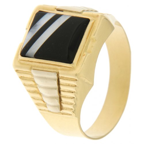 White Yellow Gold Men&#39;s Ring GL100210