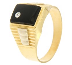 White Yellow Gold Men&#39;s Ring GL100213