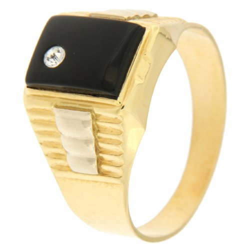 White Yellow Gold Men&#39;s Ring GL100213