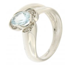 Woman Ring White Gold Aquamarine Diamonds GL100244