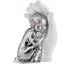 Bomboniera Bimbo nella Mano Rosa Bongelli Preziosi ME1692