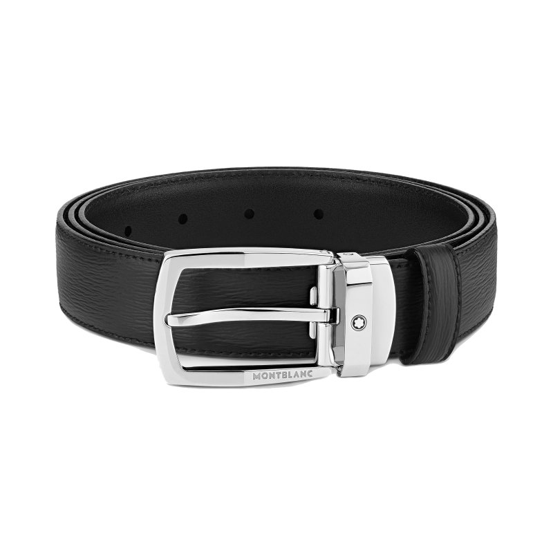 Montblanc belt in black leather 116706 - GioielleriaLucchese.it