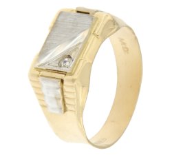 White Yellow Gold Men&#39;s Ring GL100372