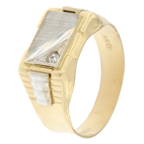 White Yellow Gold Men&#39;s Ring GL100372