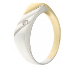 White Yellow Gold Men&#39;s Ring GL100373