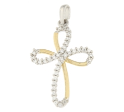 Women's Cross Pendant Yellow and White Gold GL100408