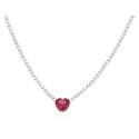 Collana Donna Tennis Cuore Rosso Argento