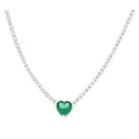 Collana Donna Tennis Cuore Verde Argento