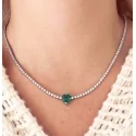 Collana Donna Tennis Cuore Verde Argento
