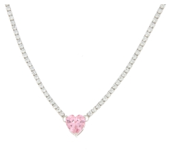 Collana Donna Tennis Cuore Rosa Argento 925