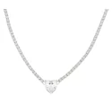 Woman Tennis Necklace White Heart Silver 925