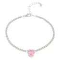 Woman Tennis Bracelet Pink Heart Silver 925