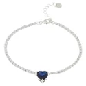Bracciale Donna Tennis Cuore Blu Argento 925