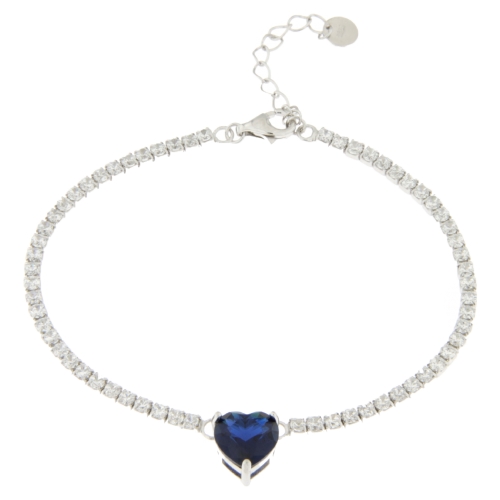Bracciale Donna Tennis Cuore Blu Argento 925