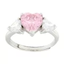 925 Sterling Silber Rosa Herz Frauenring