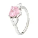 925 Sterling Silber Rosa Herz Frauenring