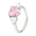925 Sterling Silver Pink Heart Woman Ring