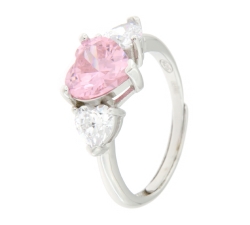 925 Sterling Silber Rosa Herz Frauenring