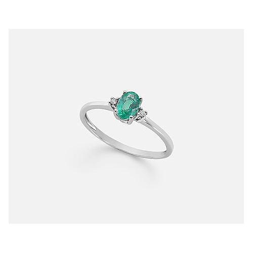 Mikiko Woman Ring White Gold Emerald Diamonds