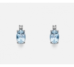 Mikiko Damen Ohrringe Weißgold Aquamarin Diamanten